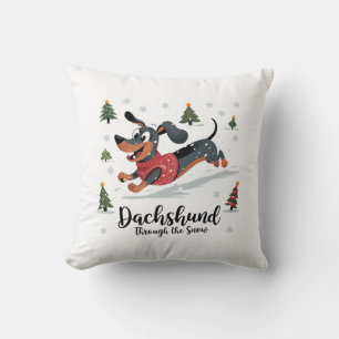 Coussin Dachshund à travers la neige