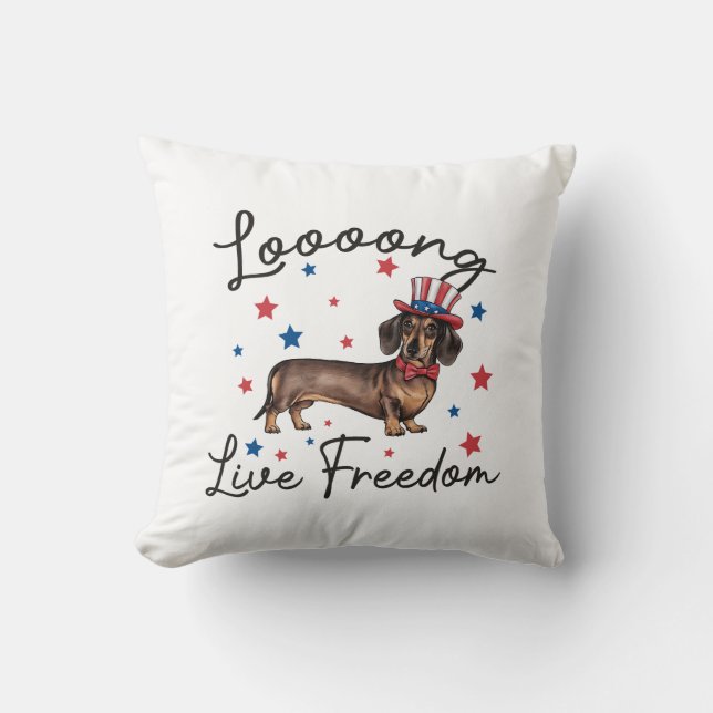 Coussin Dachshund Art Vive la liberté (Recto)