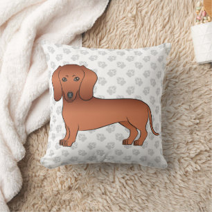 Coussin Dachshund aux cheveux courts rouges Chien de dessi