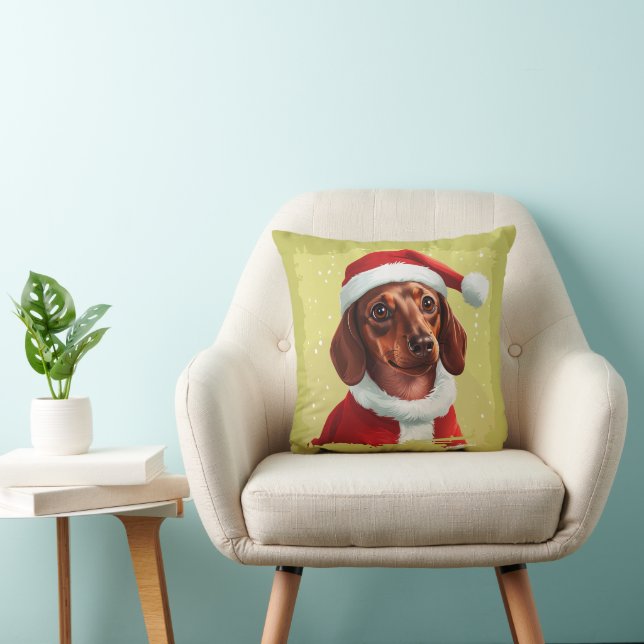 Coussin Dachshund avec tenue du Père Noël - Noël 1 (Chaise)