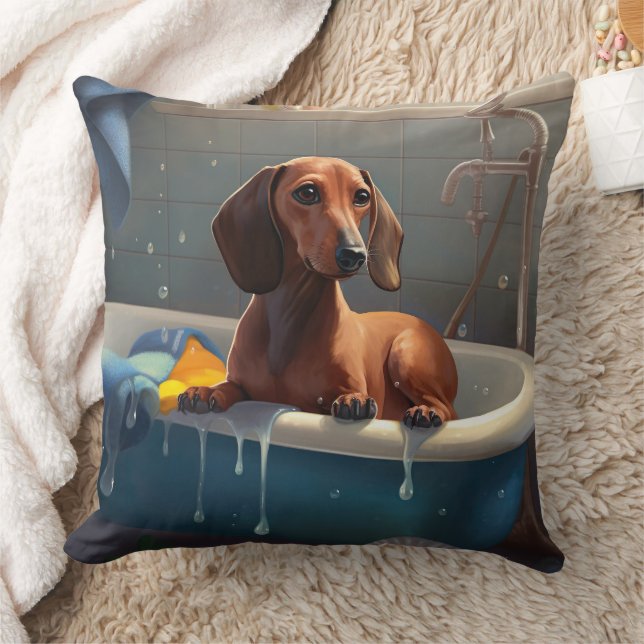 Coussin Dachshund Bathtime Fun (Couverture)
