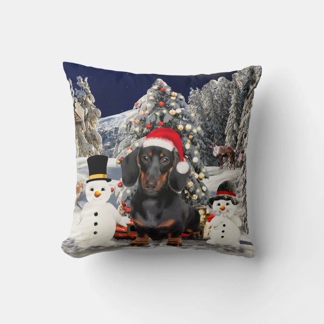 Coussin Dachshund Chien dans les lumières Casquettes de No (Recto)