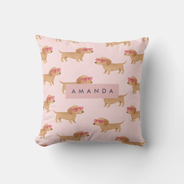 Coussin Dachshund Chien Personnalisé Adorable (Recto)