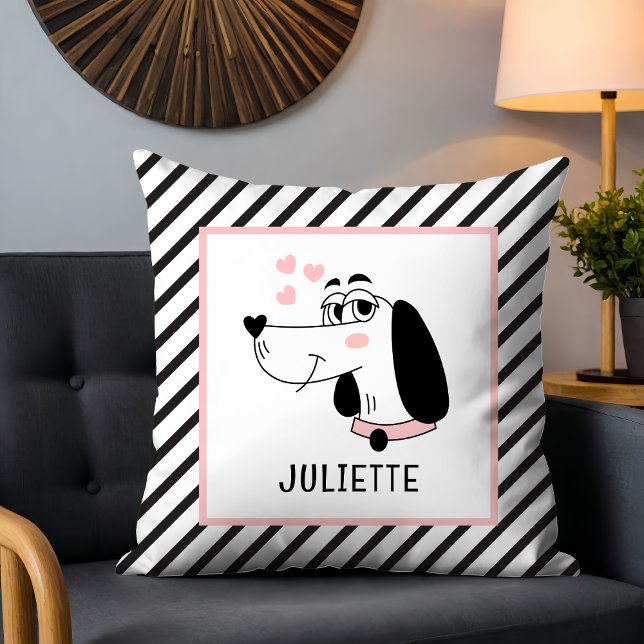 Coussin Dachshund Chien Romantique Coeurs roses Personnali (Créateur téléchargé)