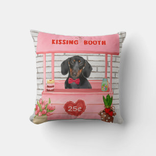 Coussin Dachshund Chien Valentine's Day Kissing Booth