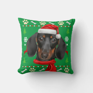Coussin Dachshund Chien Vilain Noël