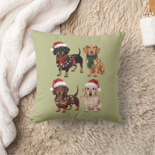 Coussin Dachshund Christmas Chien Maman Lover Noël Cadeau
