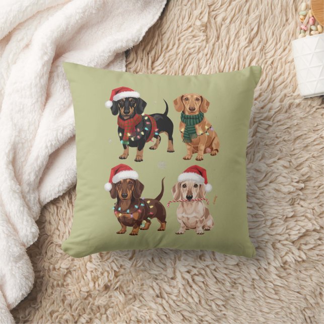 Coussin Dachshund Christmas Chien Maman Lover Noël Cadeau (Couverture)
