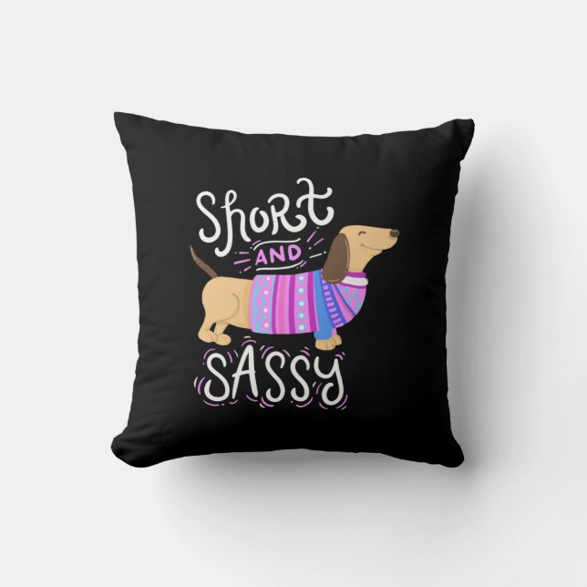 Coussin Dachshund Court Et Sassy (Recto)