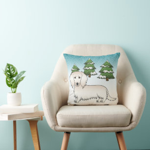 Coussin Dachshund crème aux longs poils Chien mignon - For