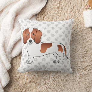 Coussin Dachshund dessin animé à poil court pied rouge & p