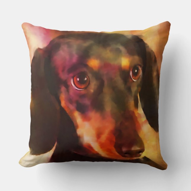 Coussin Dachshund Dog Eau Couleur Peinture Art (Recto)
