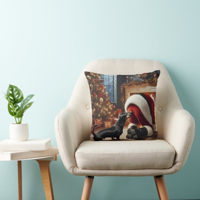 Coussin Dachshund et Père Noël  (Chaise)