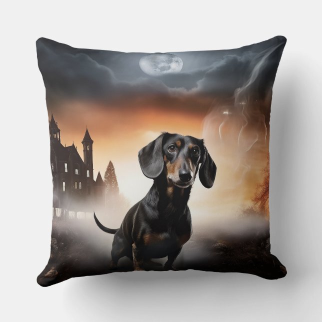Coussin Dachshund Halloween Épouvantable (Verso)