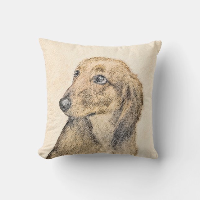 Coussin Dachshund (Longhaerien) Peinture - Art Chien origi (Recto)