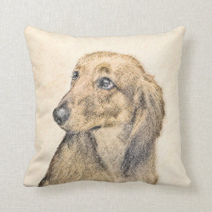 Coussin Dachshund (Longhaerien) Peinture - Art Chien origi