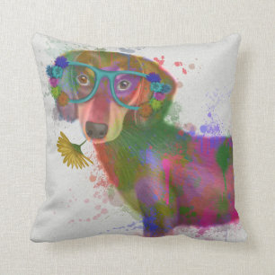Coussin Dachshund & Lunettes Rainbow Splash