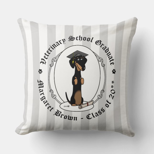 Coussin Dachshund (noir et bronzé) - chien mignon (Recto)