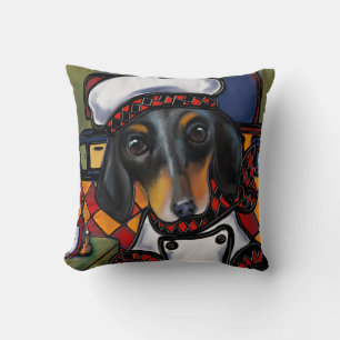 Coussin Dachshund noir et feu