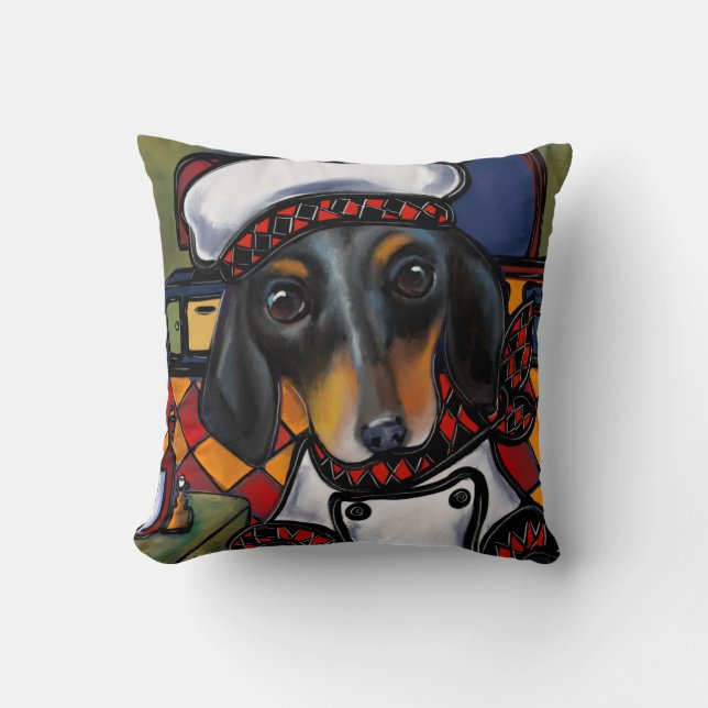 Coussin Dachshund noir et feu    (Recto)