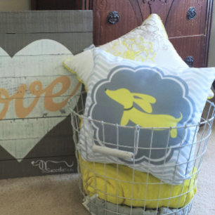 Coussin Dachshund Pépinière thématisée Jaune Sexe Neutre