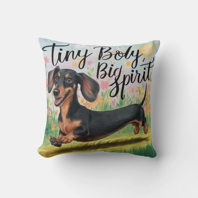 Coussin Dachshund Petit Corps, Grand Esprit (Recto)
