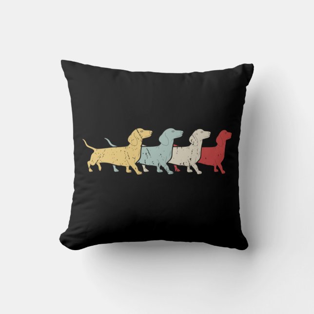 Coussin Dachshund Retro Vintage (Recto)
