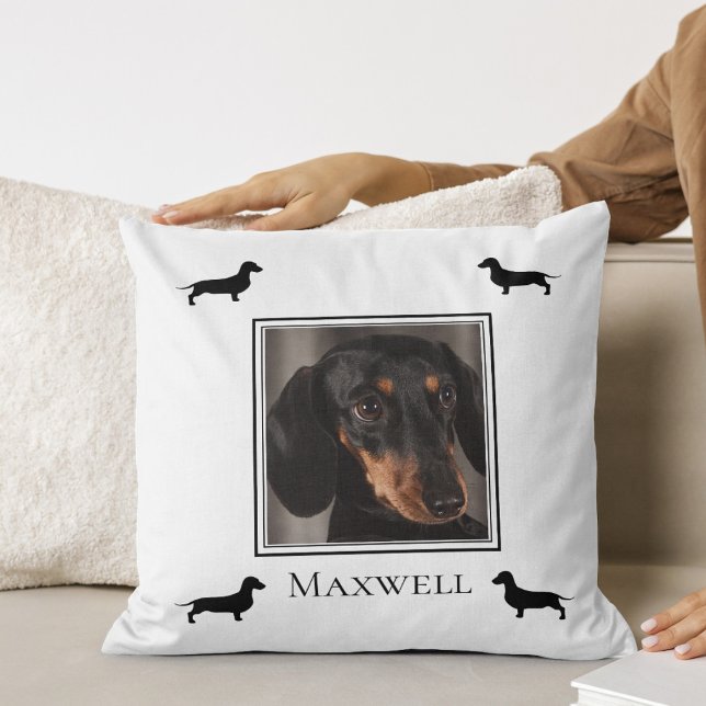 Coussin Dachshund Silhouette Votre Photo Personnalisée (Créateur téléchargé)