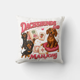 Coussin Dachshunds et Mahjong