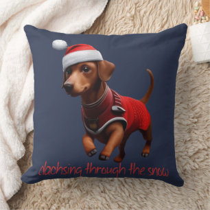 Coussin Dachsing Through The Snow Dachshund Chien Saucisse