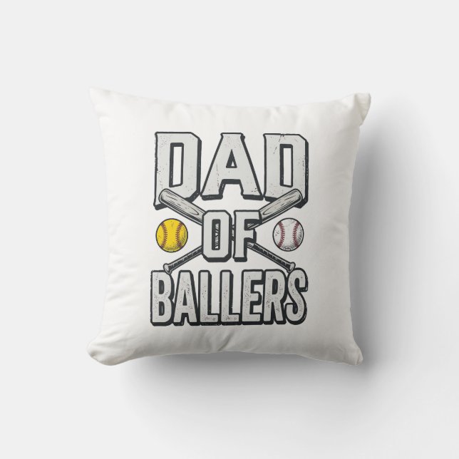 Coussin Dad of Ballers Softball and Baseball Vintage Shirt (Recto)