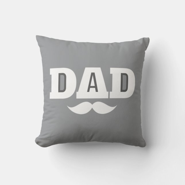 Coussin Dad Throw Pillow Mustache Brow Black Grey Orange (Recto)