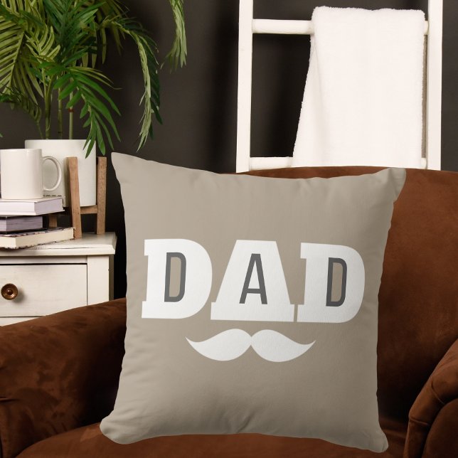 Coussin Dad Throw Pillow Mustache Brow Black Grey Orange (Créateur téléchargé)
