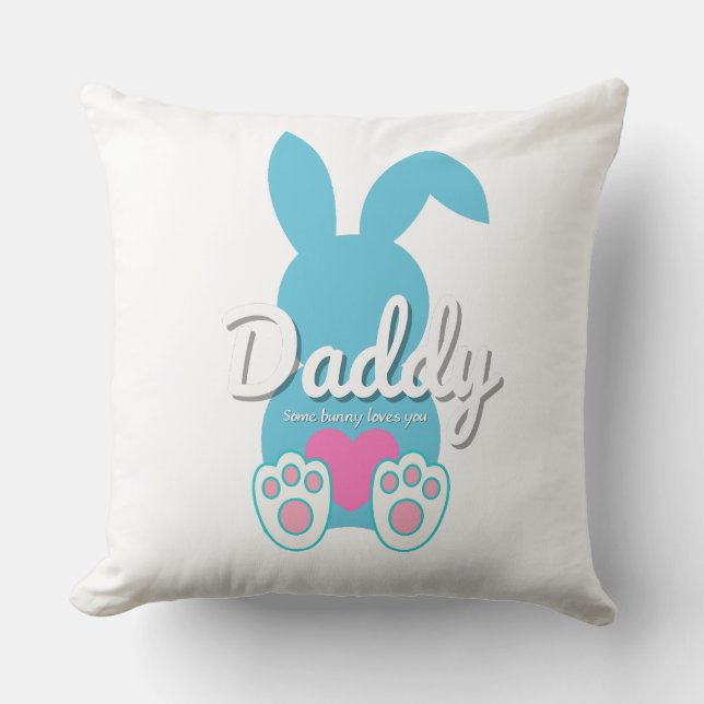 Coussin Daddy Bunny Jetez l'oreiller - Cadeau de Pâques po (Recto)
