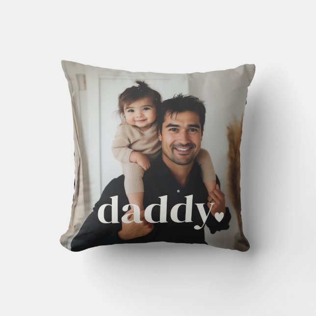 Coussin Daddy Heart - Photo de première Fête des pères (Recto)