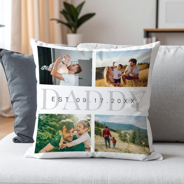 Coussin Daddy Modern Fête des pères Photo Collage (Créateur téléchargé)