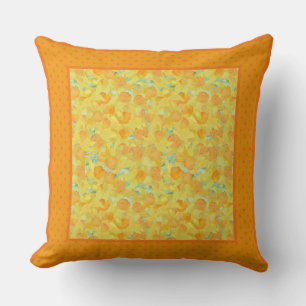 Coussin Daffodiles et Pois d'aquarelle jaune