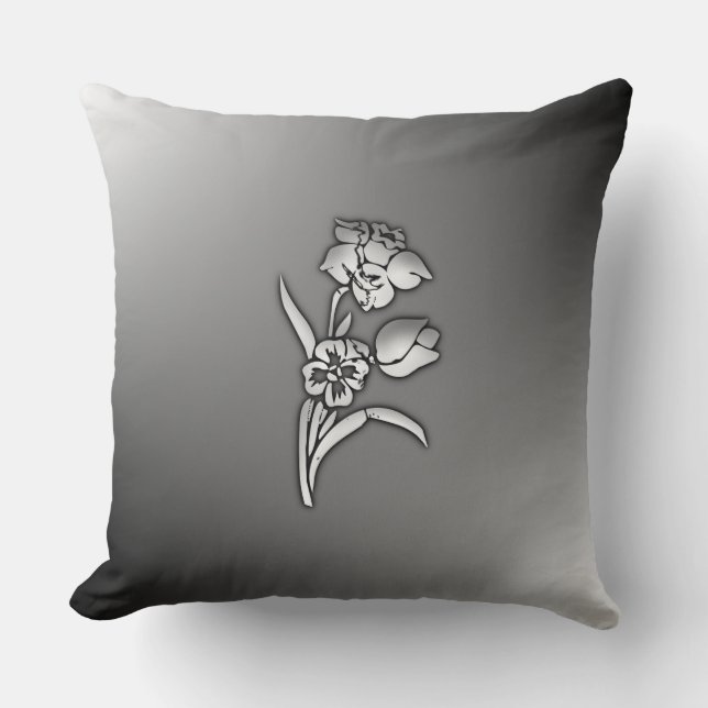 Coussin Daffodique noir et blanc (Recto)