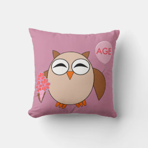 Coussin d'âge d'anniversaire de la Chouette