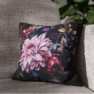 Coussin Dahlia Floral Sombre