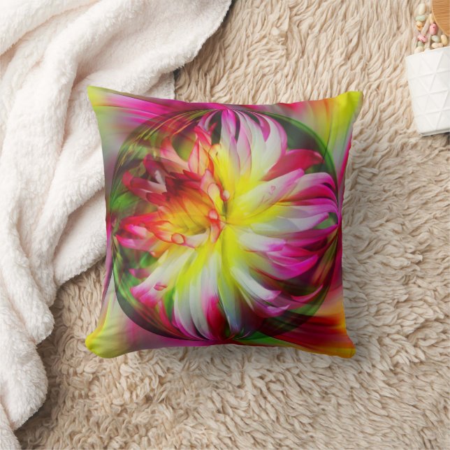 Coussin Dahlia Flower Art Abstrait (Couverture)
