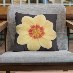 Coussin Dahlia jaune sur Floral noir
