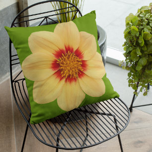 Coussin Dahlia jaune sur la florale verte