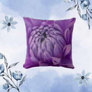 Coussin Dahlia Lilac Floral Fleur pourpre