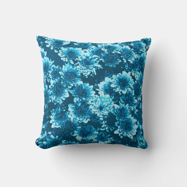 Coussin Dahlia Motif graphique moderne, Indigo Blue (Recto)