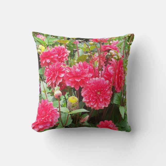 Coussin Dahlia rose profond (Recto)