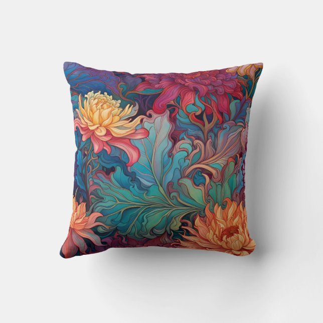 Coussin Dahlia Tapisserie florale (Verso)