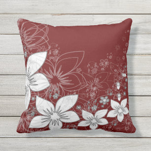 Coussin Dainty Floral Scroll sur rouge