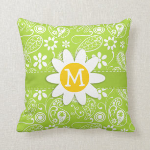 Coussin Daisée sur Citron Green Paisley; Floral