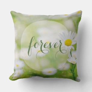 Coussin Daisy Daisies Fleur Floral Mariage d'été pour touj